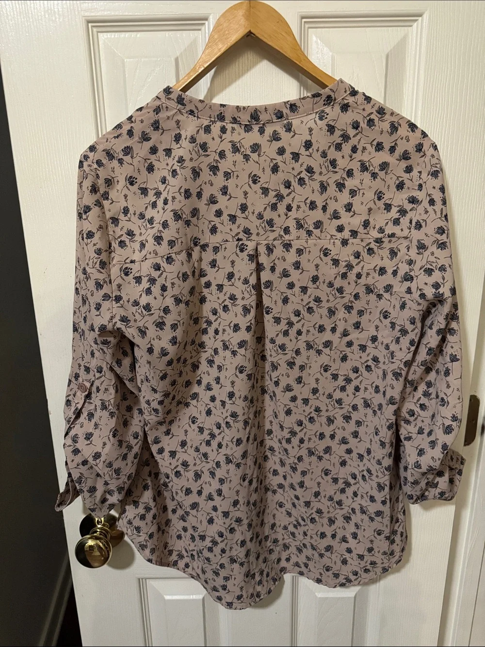 Cream Soft Blush Floral Split-Neck Blouse
